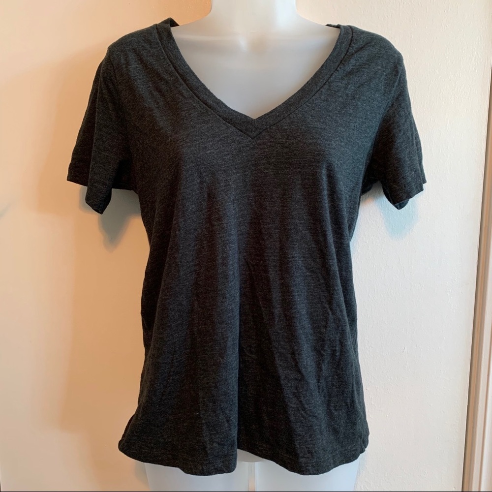Charcoal Heather Grey V Neck Tee